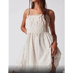 Free People NWOT Gabby Mini Dress Floral Smocked Tie Adjustable‎ Strap Size Med